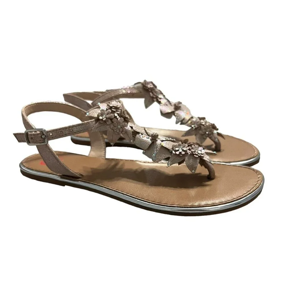 Gianni Bini Sz 3M Gold Floral Sandals